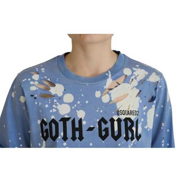 Dsquared² Blue Goth Gurl Print Black Lace Cotton Tee Women's T-shirt (Pre-Owned) - Picture 4 of 5